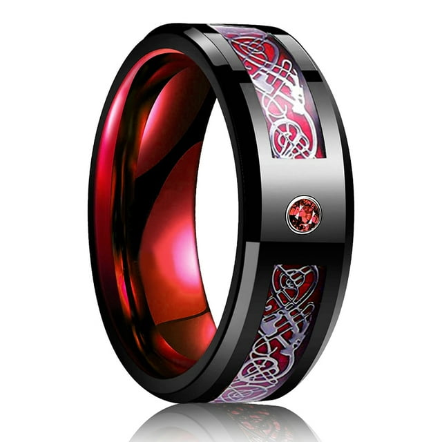 Simple 8mm Purple Stainless Steel Rings For Men Women Purple Matte Finish Beveled Polished Edge Men Rings Wedding Band Jewelry Style21 9