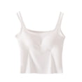 thumbnail image 2 of Women's Pajama Tops Tank Top Bra Tank Top with Built In Bra Womens Sleepwear Womens Sleep Tank Tops Fashion Women's Solid Color with Chest Pad No Steel Rings Bottom Underwear Short Sleeve Pajama, 2 of 6