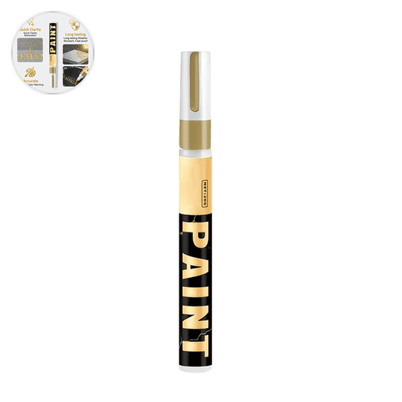 Waterproof Gold Paint Marker Pen for Tombstone Restoration, Metal, Glass, Wood, Plastic & Art Projects - Fade-Proof Permanent Surface Marker