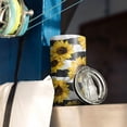 thumbnail image 3 of Sunflowers Black and White Stripe 20oz Tumbler Stainless Steel Double Wall Vacuum Insulated Coffee Mug Travel Cups for Wife Mom Daughter Sister Friend Coworker, Metal Straws and Brush, 3 of 7