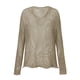 thumbnail image 4 of Gibobby Suéter casual mujer, Suéter de punto suave con cuello redondo para mujer(Caqui,M), 4 of 5