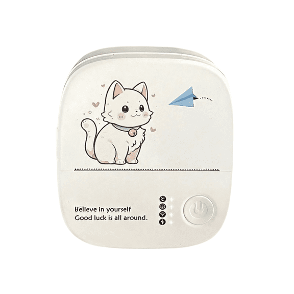 Mini Sticker Printer, Mini Thermal Printer with 1 Rolls Paper, Portable Bluetooth Inkless Printpods, Pocket Label Maker Suitable for Creative DIY, Diaries, Photos, Study Notes -White