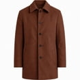 thumbnail image 5 of WIZUTIZ Men's Wool Blend Button Up Overcoat Lapel Collar Fall Winter Warm Mid Length Long Coat, 5 of 6