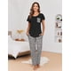 thumbnail image 4 of Ekouaer 2 Pack Womens Pajama Sets Short Sleeve with Long Pajama Pant Set Soft Sleepwear Printed Pj Lounge Sets with Pockets, 4 of 5