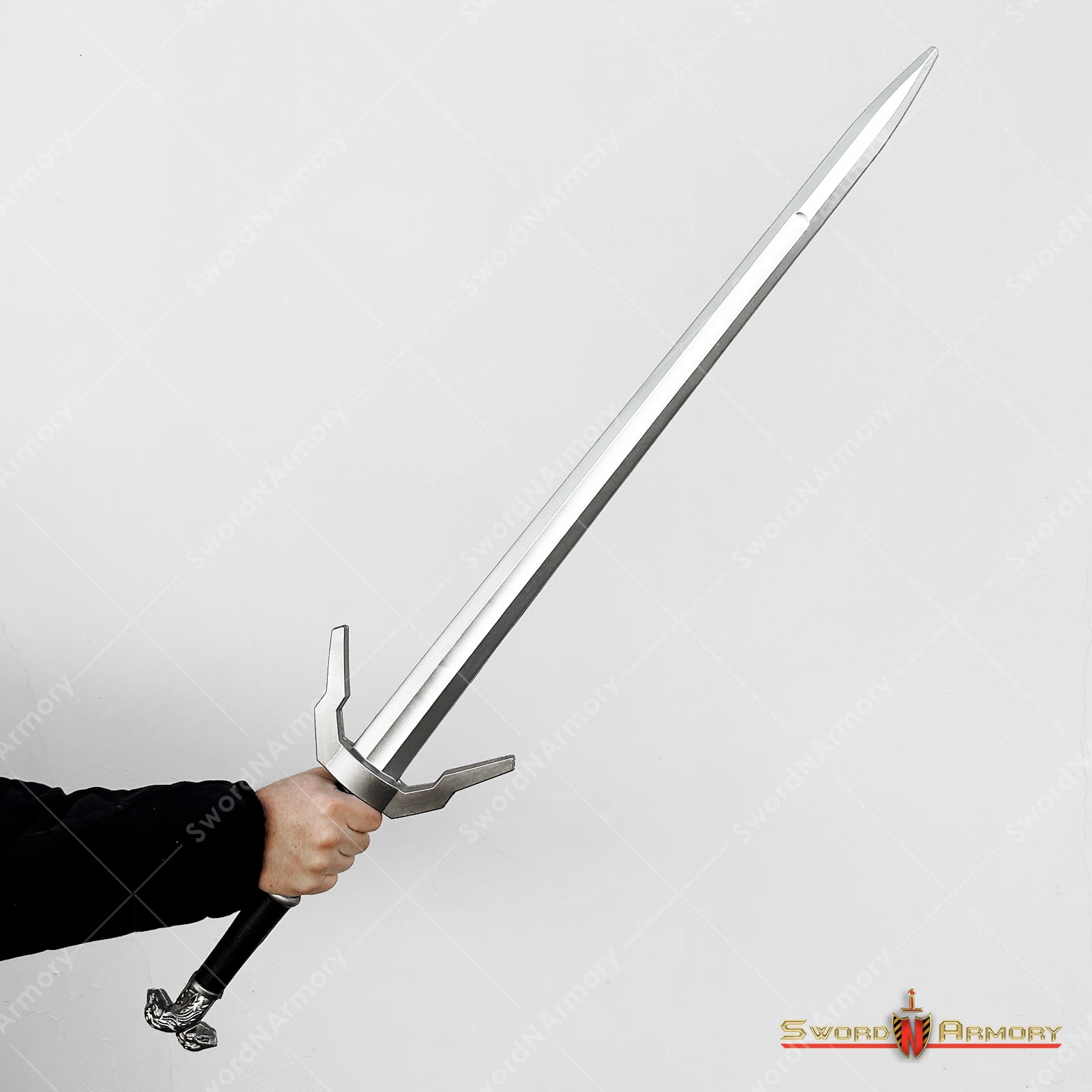 41-Inch Fantasy Foam Sword - Silver Twin Snakes Medieval Cosplay Prop For Halloween & Collecting