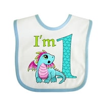 Inktastic Blue and Pink Baby Dragon First Birthday Boys or Girls Baby Bib