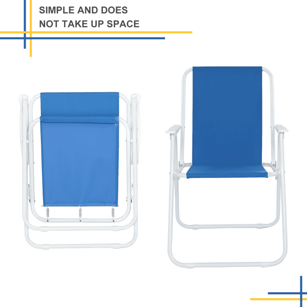 Outdoor Beach Chair, Oxford Cloth Iron, Blue 14.2"x16.9"x14.2"