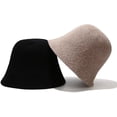 thumbnail image 3 of Bucket Hat Wool Blend Fishman Hat for Women Solid Color Knitted Basin Cap (Khaki One Size), 3 of 6