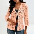 thumbnail image 2 of Hueook Zip Up Jacket Lightweight Blouse Women's Elegant Loose-fitting Long-sleeved Lace Cardigan Orange 2X, 2 of 8