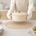 thumbnail image 3 of Unique Bargains 2 Pcs Simple Oval Placemat Beige Polyester Cotton, 3 of 5