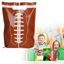Football Snack Bags, 10Pcs Football Gift Bags, Football Goodie Bags, Plastic Treat Candy Bag, Sport Favor Bags, Football Gift Bags with Handle, Rugby Sports Theme Treat Bags