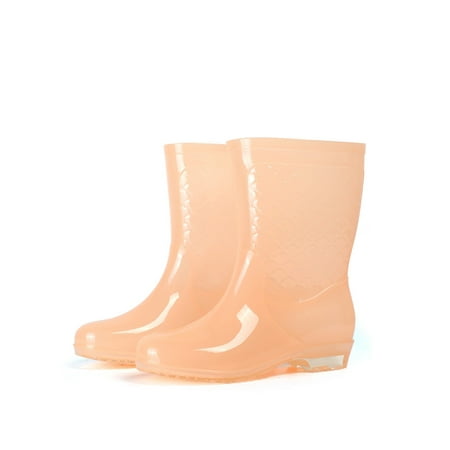 

Rotosw Women s Waterproof Bootie High Calf Garden Boot Removable Lining Rain Boots Non-Slip Transparent Work Booties Rainy Water-Resistant Shoes Mid Calf Orange 7.5