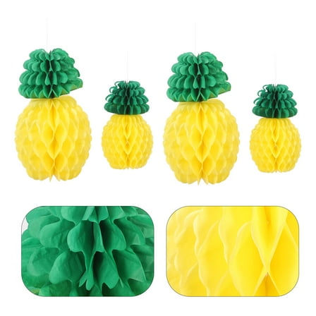 GOOHOCHY 6 Pcs Pineapples Honeycombs 8/12 Inch Paper Pineapple Honeycomb Table Hanging Decoration Party Birthday Wedding Home Favor (Yellow)