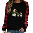 thumbnail image 2 of Ensembles pour Femmes Liquidation T-Shirt à Manches Longues à Carreaux Col Rond Noir m, 2 of 9
