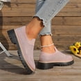 thumbnail image 5 of Rokment Women's Glitter Rhinestones Platform Walking Shoes Comfortable Slip on Socks Chunky Mid Heel Oxfords Casual Dress Fashion Sneakers Light Pink Size 6.5, 5 of 8