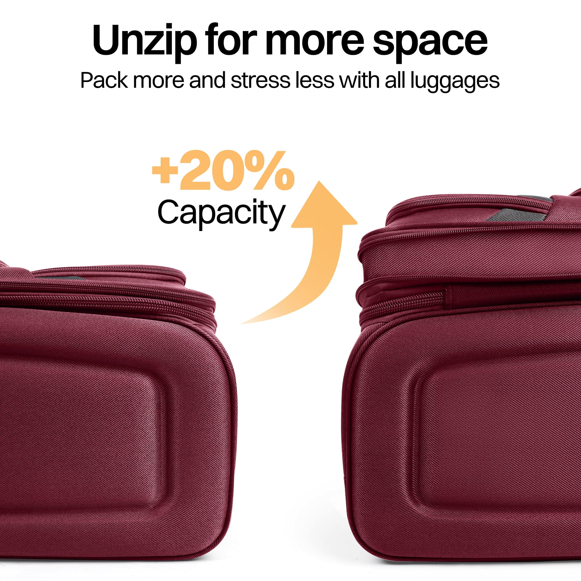 New York Xpress 2-Piece Softside Luggage Set Lightweight Expandable Spinner Suitcase, 20" Carry-on & 28" Checked, Burgundy/Grey, WD8815