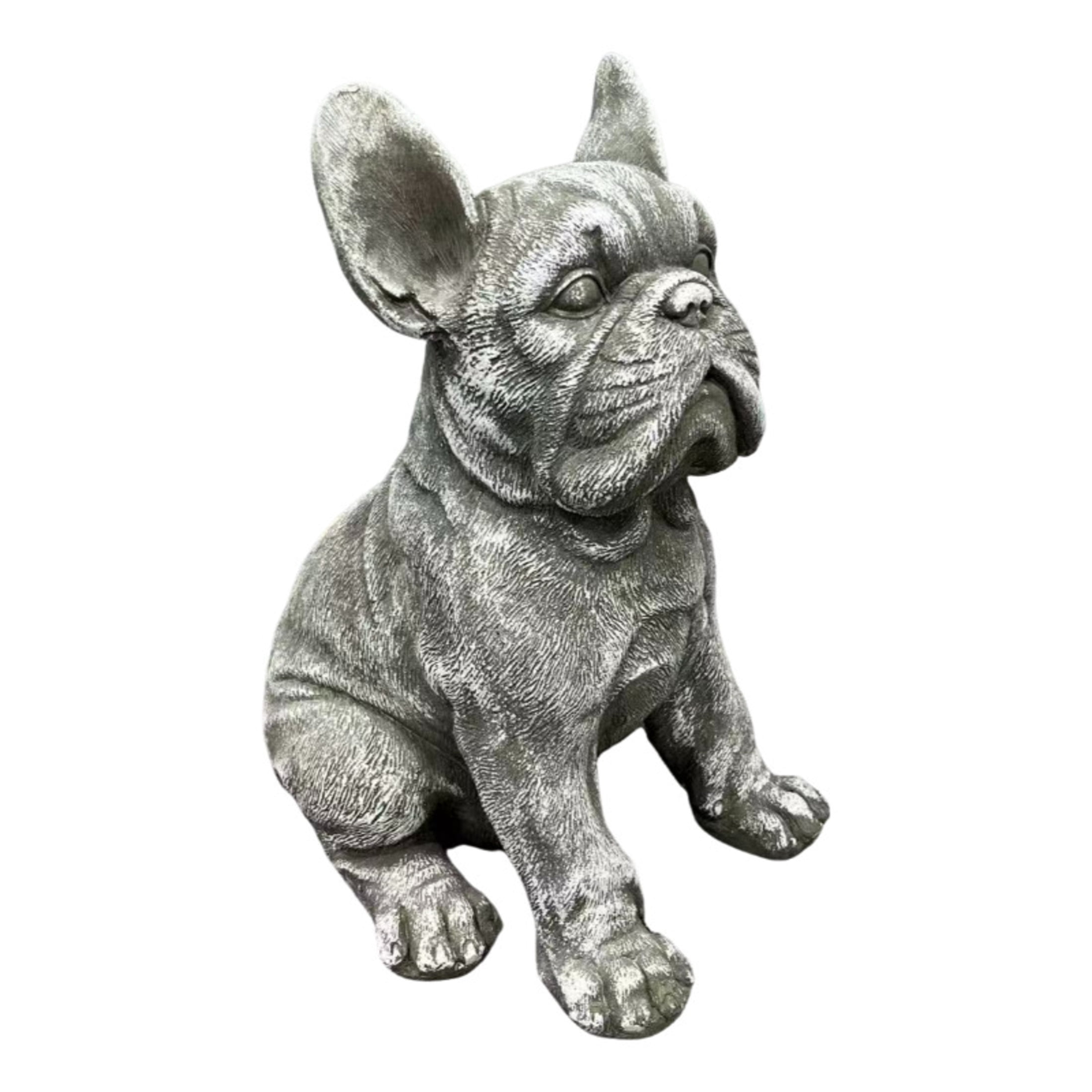 GDF Studio French Bulldog Resin Indoor/Outdoor Guardian Statue, Weather-Resistant Decor Figurine for Garden & Courtyard