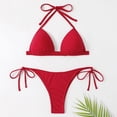thumbnail image 7 of Fesfesfes Bikinis for Women Scoop Neck Swimsuit Solid Bikini Sexy Split Slim Split Swimsuit Set On Sale, 7 of 7