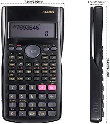 18 Pieces 2-Line Engineering Scientific Calculator, Black Function Fractions Math Calculator for Business Office College High School Student Teacher$$Office