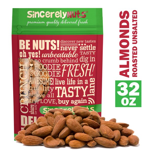 Sincerely Nuts Unsalted Roasted Almonds 2lb