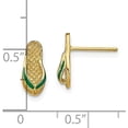 thumbnail image 4 of 14k Yellow Gold 3D W/Green Enamel Flip-Flop Earrings - 11.8mm, 4 of 6