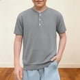thumbnail image 3 of Toddler Boys Shirts Round-Neck T Shirts for Boys For Shirts for Boys Solid Color Boys T-Shirts Size 5 Years, 3 of 7