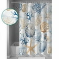 thumbnail image 3 of 72x78 Inch Shower Curtain Coastal Blue Bathroom Decor Waterproof Fabric Bathtub Bath Curtains Decorative Coral Starfish Seashells Beach Summer Extra Long Shower Curtain Set with Hooks, 3 of 6