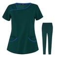 thumbnail image 1 of Set Scrub VIAOLI de manga corta con cuello en V y pantalones para mujer, 1 of 7