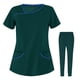 thumbnail image 1 of Set Scrub VIAOLI de manga corta con cuello en V y pantalones para mujer, 1 of 7
