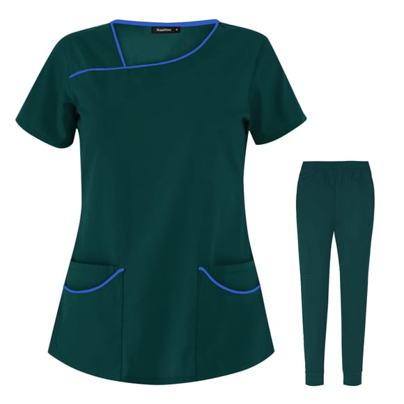 Set Scrub VIAOLI de manga corta con cuello en V y pantalones para mujer