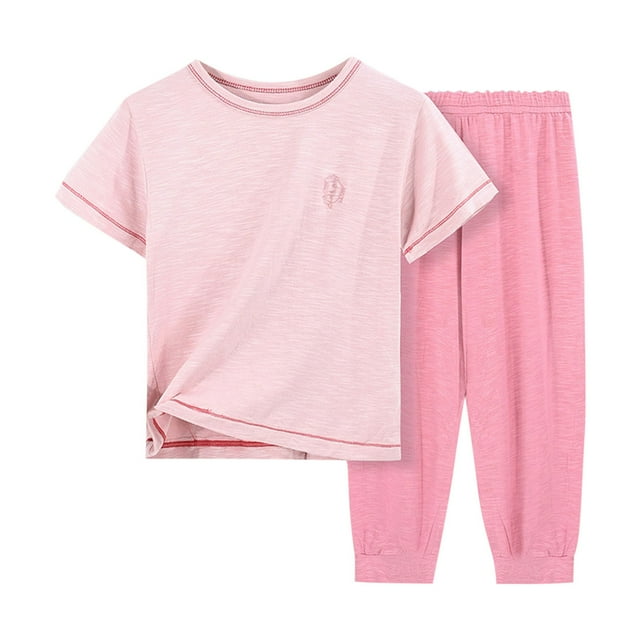 Ensemble de Pyjama à Manches Courtes pour Enfants Garçons Filles 2 Pcs Pyjama Tenue de Nuit pour 2-16 Ans