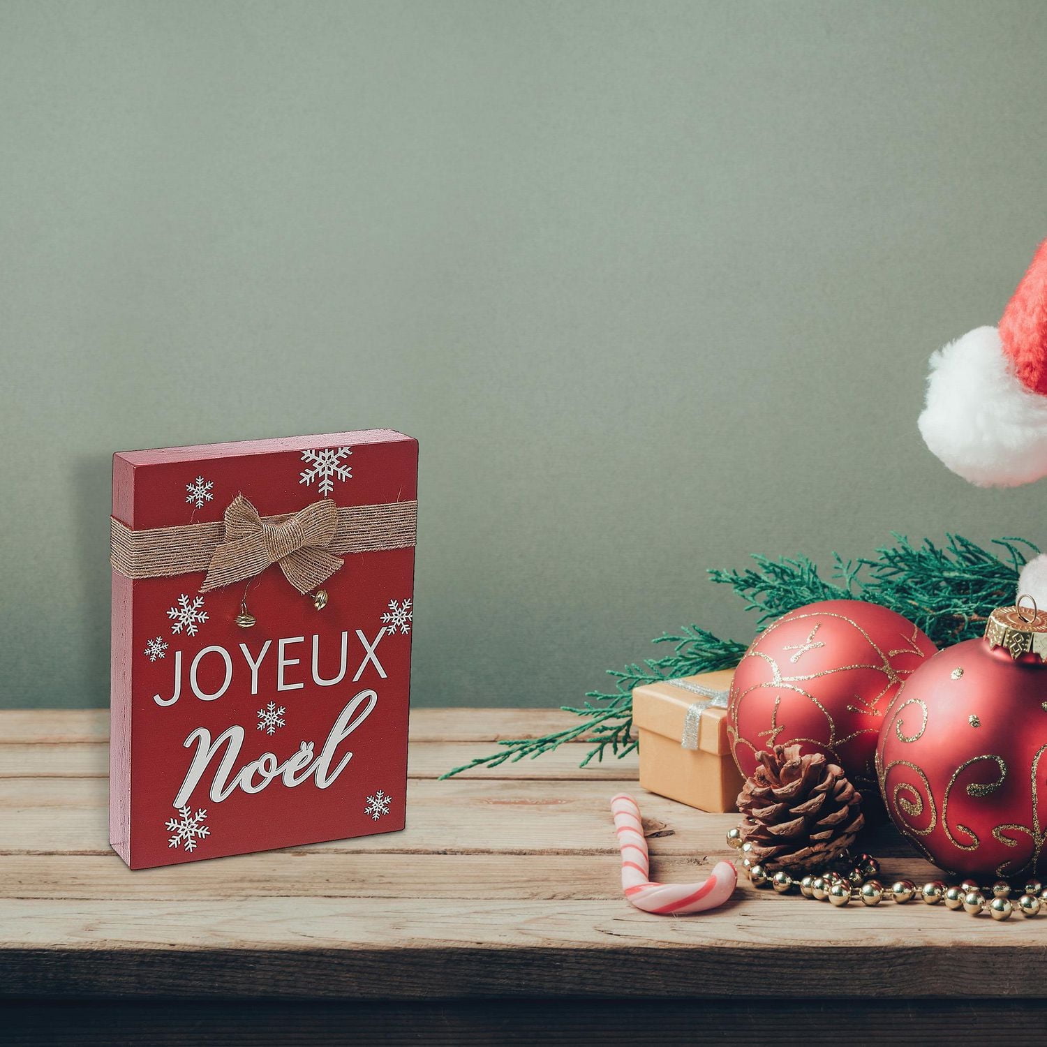 Bloc De Table Du Rectangle De Noël Avec Bow Joyeuux Noel