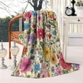 thumbnail image 3 of Pioneer Flower Floral Print Pattern Blanket,Comfortable Soft Lamb Wool Throw Blanket,All Season,Warm Lightweight Blankets for Sofa Bed Couch Living Room Chair,50"x60", 3 of 4