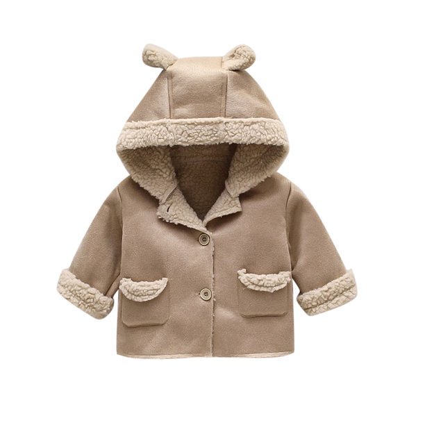 Kids Coat Winter Jacket Girls Boys Hooded Soild Cartoon Ears Toddler