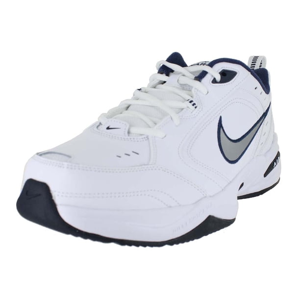 Nike Mens Nike Air Monarch Iv Training Shoe White Metallic Silver Midnight Navy Size 11 Walmart Com Walmart Com