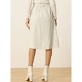 thumbnail image 4 of DARING DIVA Women's A-Line Button Front Belted Midi Skirts M Cream, 4 of 6