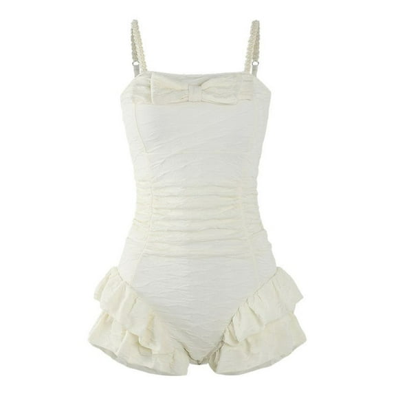 Yokua Women Swimsuit Ruffle Monokini Swimwears Bowknot Ruched Monokini Bathing Suit