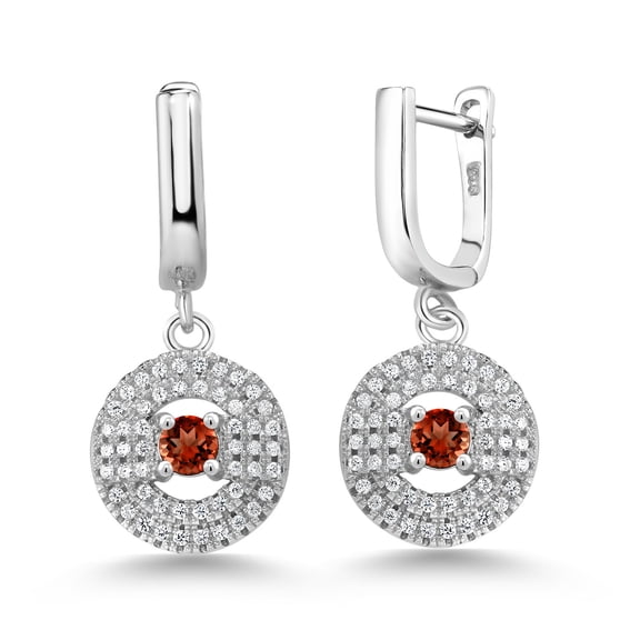 Gem Stone King 3.62 Ct Round Red Garnet 925 Sterling Silver Earrings