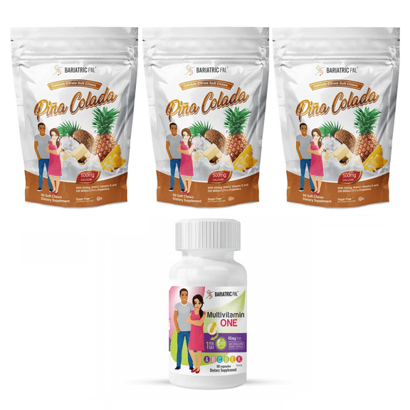Gastric Bypass Complete Vitamin Pack - Capsules Size: 3-Month Supply, BariatricPal Multivitamin ONE: Capsule with 45mg Iron, BariatricPal Calcium Citrate Soft Chews: Piña Colada