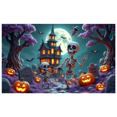 thumbnail image 1 of Spooky Scene Halloween Banner Gothic Theme Pumpkin Lantern Skeleton Design Cemetery Setting for Halloween Party Event Decor, 1 of 5