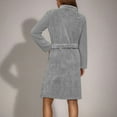 thumbnail image 4 of Women's Solid Color Long Sleeve Plush Bathrobe - Winter Warm Homewear, Gray, XL, 4 of 5