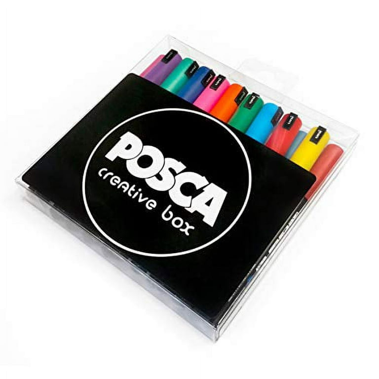 Posca PC-1MR 18 Pen Set - in Limited Edition Plastic Wallet - Extra Black  and White