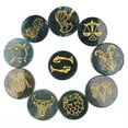 thumbnail image 2 of HOOUN 1pc Moss Agate 12 Constellations The Zodiac Crystal Stone Round Slices Carved 2"-Capricornus, 2 of 9
