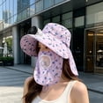 thumbnail image 4 of UV Protection Wide Brim Sun Hat with Detachable USB Rechargeable Cooling Fan, Floral Neck Flap Fishing Bucket Hat, Breathable Mesh Outdoor Sun Cap for Beach, Gardening, Cycling, 4 of 6