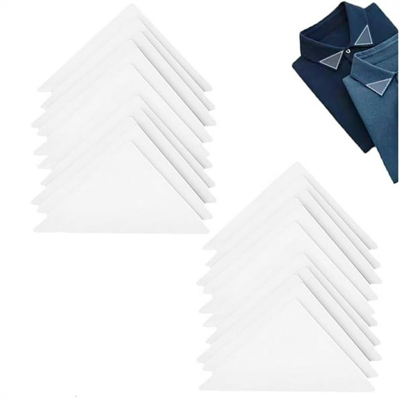 Collar Stay Stickers of 50,Strong Self-Adhesive Triangular Collar Sticker,Collar Anti-Warping Edge Shaper,Shirt Collar Stiffeners for Polo Shirt,Stickers Fixed Great for Any Shirt with Collar (White)