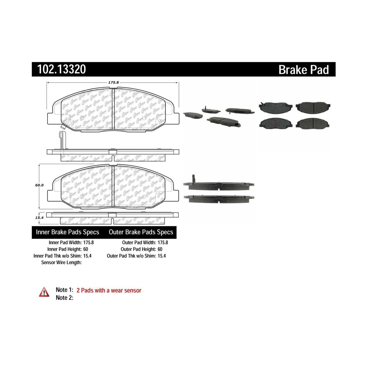 Centric Parts Disc Brake Pad P/N:102.13320