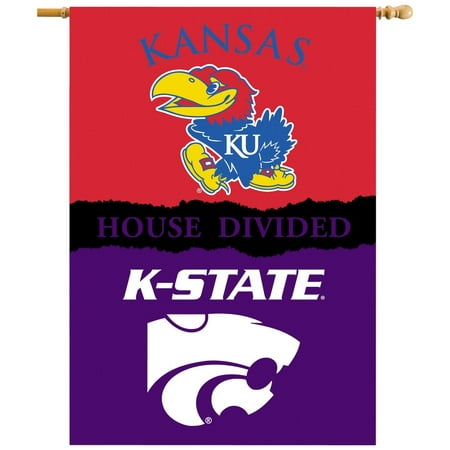 Pole Sleeve House - NCAA Kansas Jayhawks 2-Sided 28 x 40-Inch Banner with Pole Sleeve House Divided, One Size, Team Color, 100% Polyester By BSI