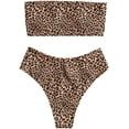 thumbnail image 2 of Women's Leopard Bandeau High Waisted Bathing Suit Bikini Set Swimsuit, 2 of 4