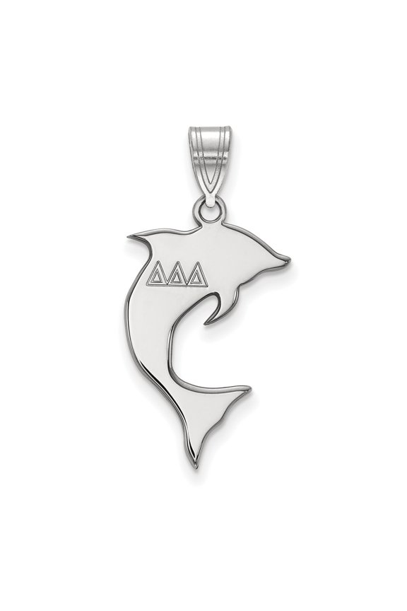 925 Sterling Silver Rh-plated LogoArt Delta Delta Delta Small Pendant; for Adults and Teens; for Women and Men