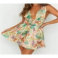 thumbnail image 3 of MesaSe Robe Courte à Imprimé Floral Dos Nu pour Femme Boho Cottagecore Vintage à Col en V Robes Sans Manches à Volants Courte Robe d'Été, 3 of 7